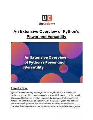 an extensive overview of python s power