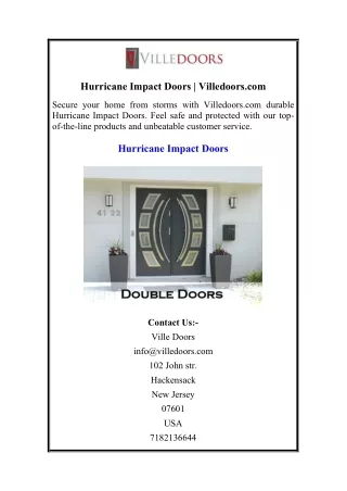 Hurricane Impact Doors  Villedoors.com