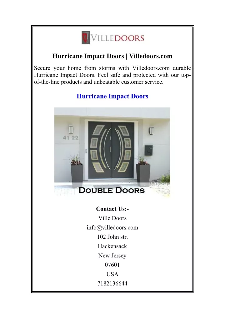 hurricane impact doors villedoors com