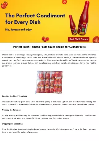Perfect Fresh Tomato Pasta Sauce Recipe for Culinary Bliss