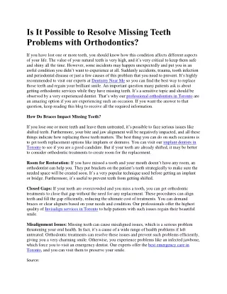 Is It Possible to Resolve Missing Teeth Problems with Orthodontics