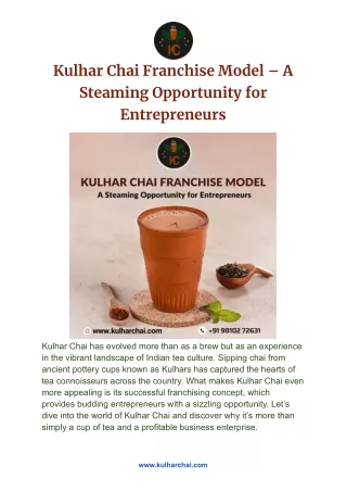 Kulhar Chai Franchise Model – A Steaming Opportunity for Entrepreneurs
