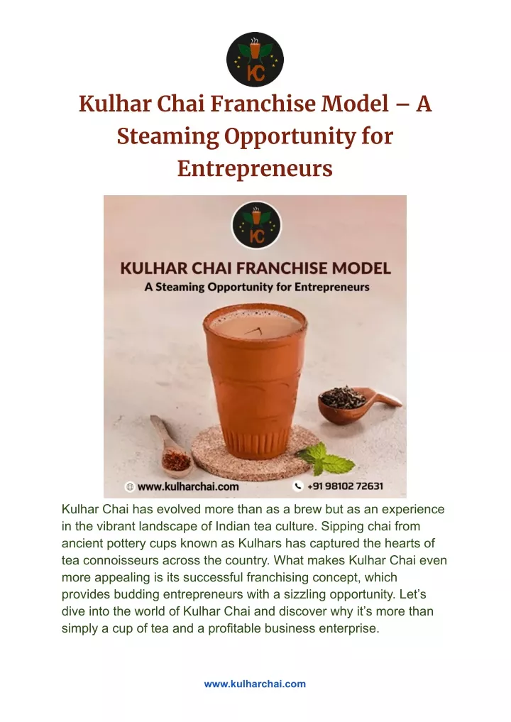 kulhar chai franchise model a steaming