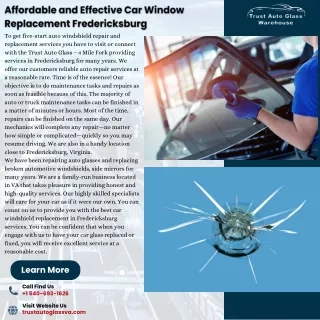 Affordable and Effective Car Window Replacement Fredericksburg