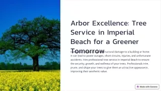 Arbor Excellence Tree Service in Imperial Beach for a Greener Tomorrow