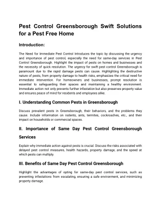 Same Day Pest Control Greensborough Swift Solutions for a Pest Free Home