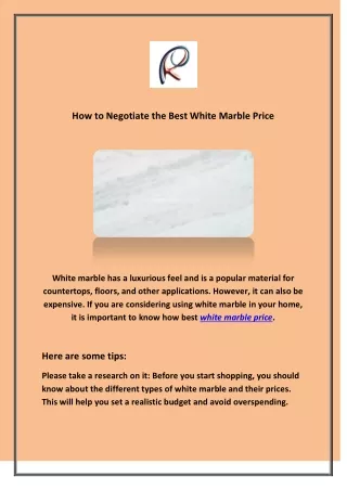 How to Negotiate the Best White Marble Price