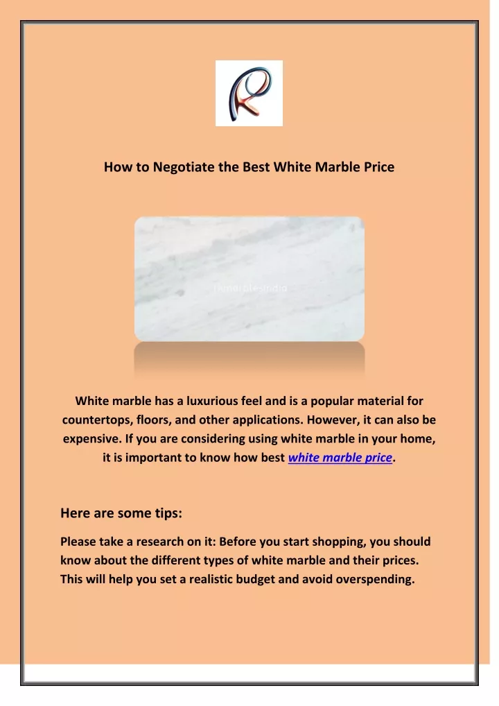 how to negotiate the best white marble price