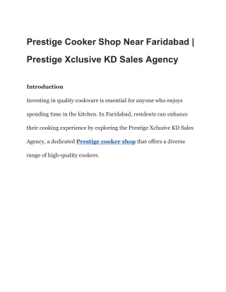 Prestige Cooker Shop Near Faridabad | Prestige Xclusive KD Sales Agency