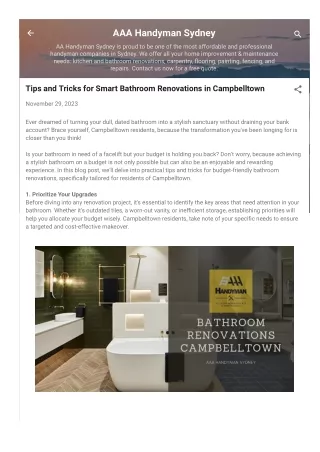 Bathroom Renovations Campbelltown
