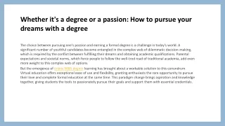 Whether it's a degree or a passion: How to pursue your dreams with a degree