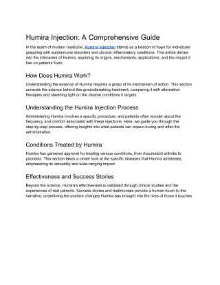 Humira Injection: A Comprehensive Guide