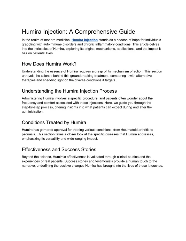 humira injection a comprehensive guide