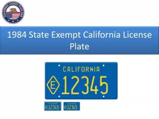 1984 State Exempt California License Plate