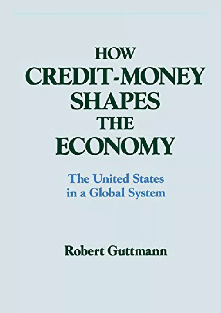 download pdf how credit money shapes the economy