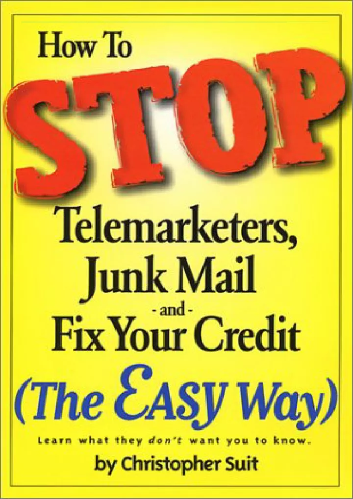 pdf download how to stop telemarketers junk mail