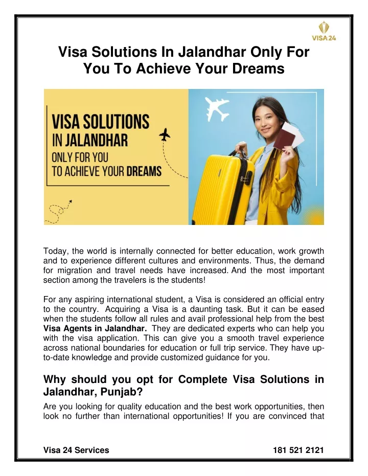 visa solutions in jalandhar only