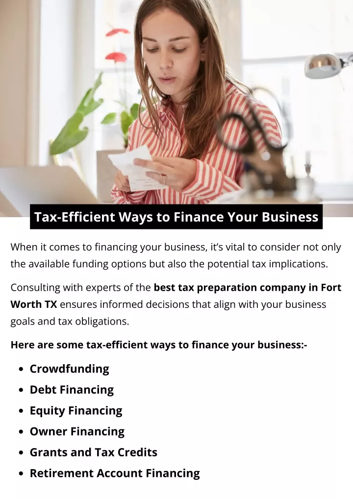 tax efficient ways to finance your business