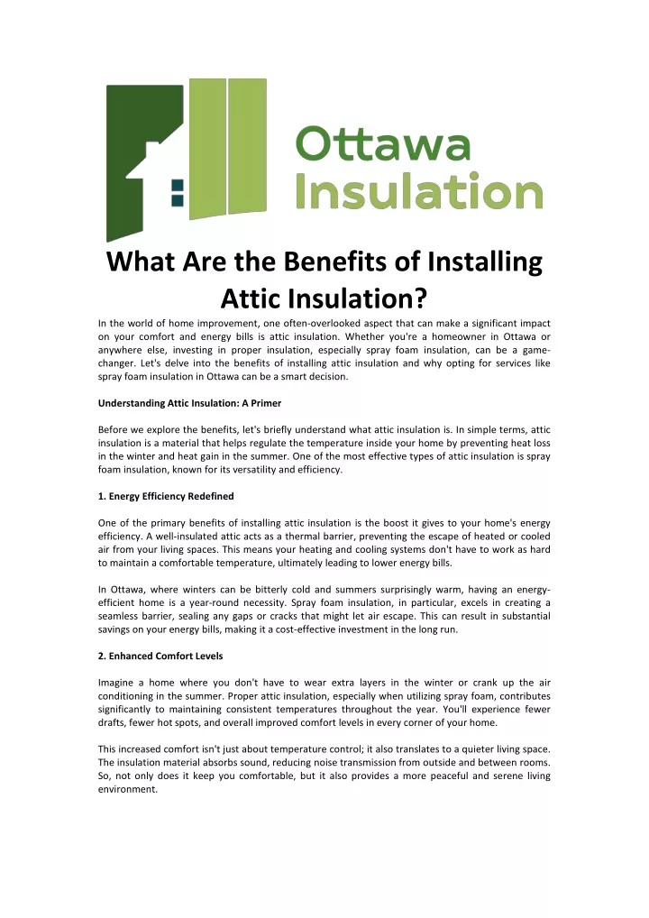 what are the benefits of installing attic