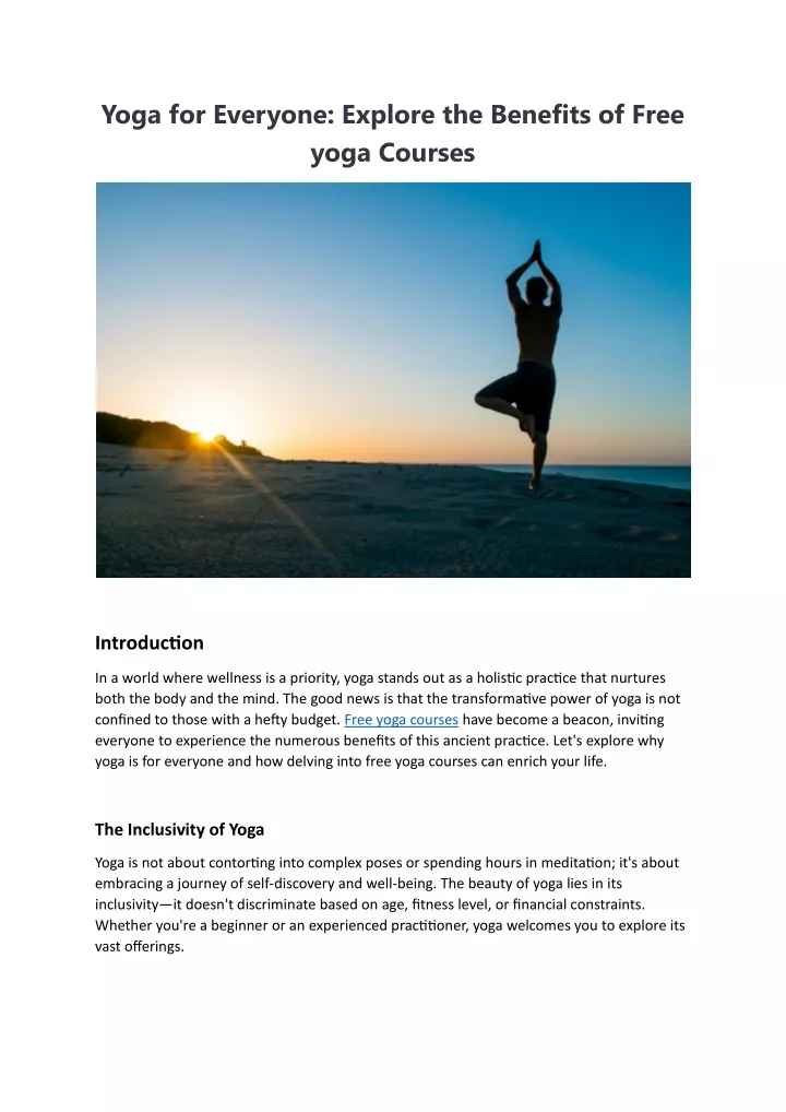 yoga for everyone explore the benefits of free