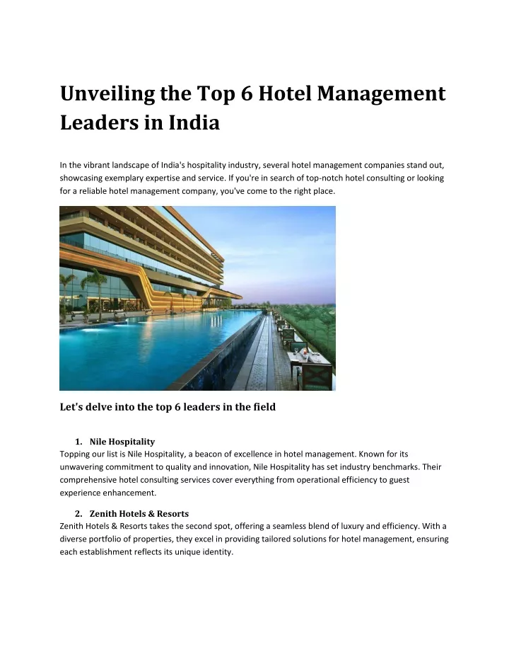 unveiling the top 6 hotel management leaders