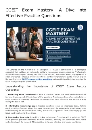cgeit effective practice questions