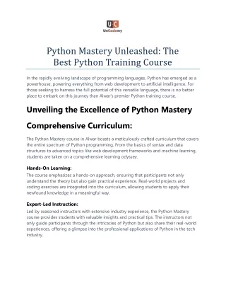 python mastery unleashed the best python training