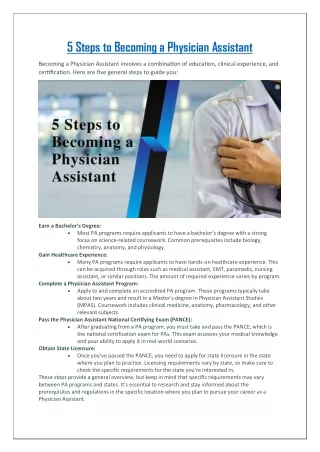 5 Steps to Becoming a Physician Assistant