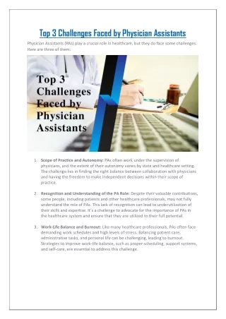 Top 3 Challenges Faced by Physician Assistants