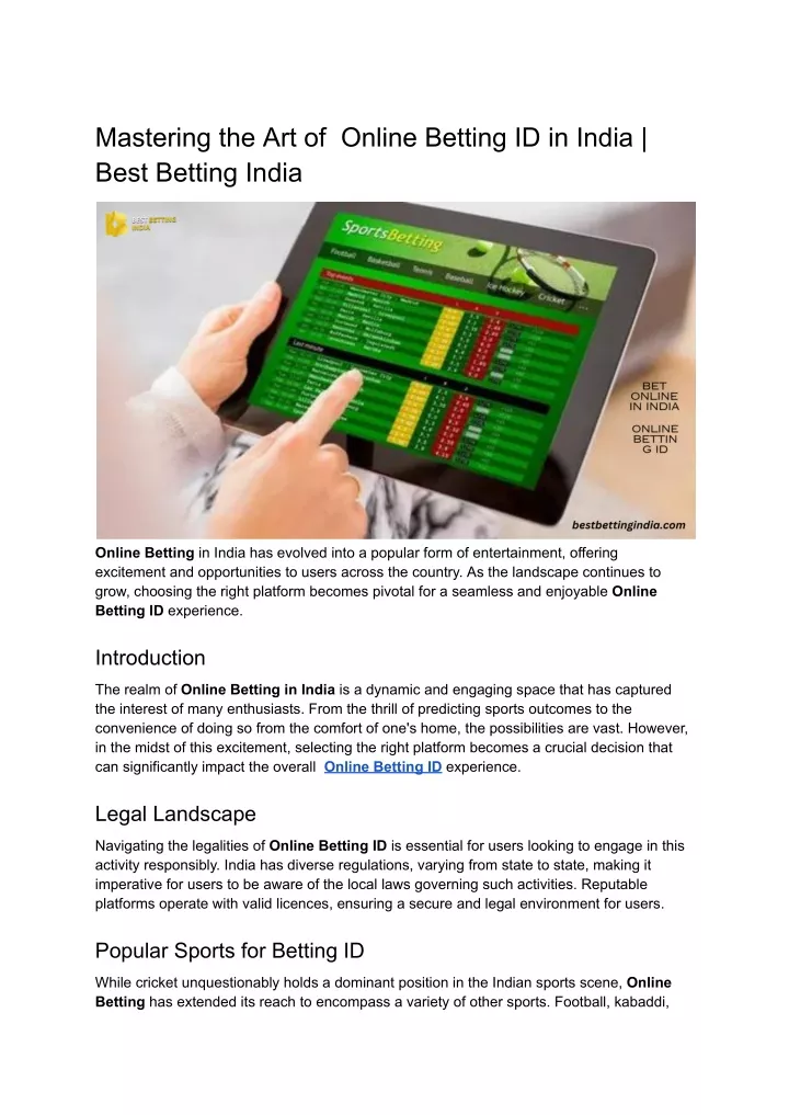 mastering the art of online betting id in india
