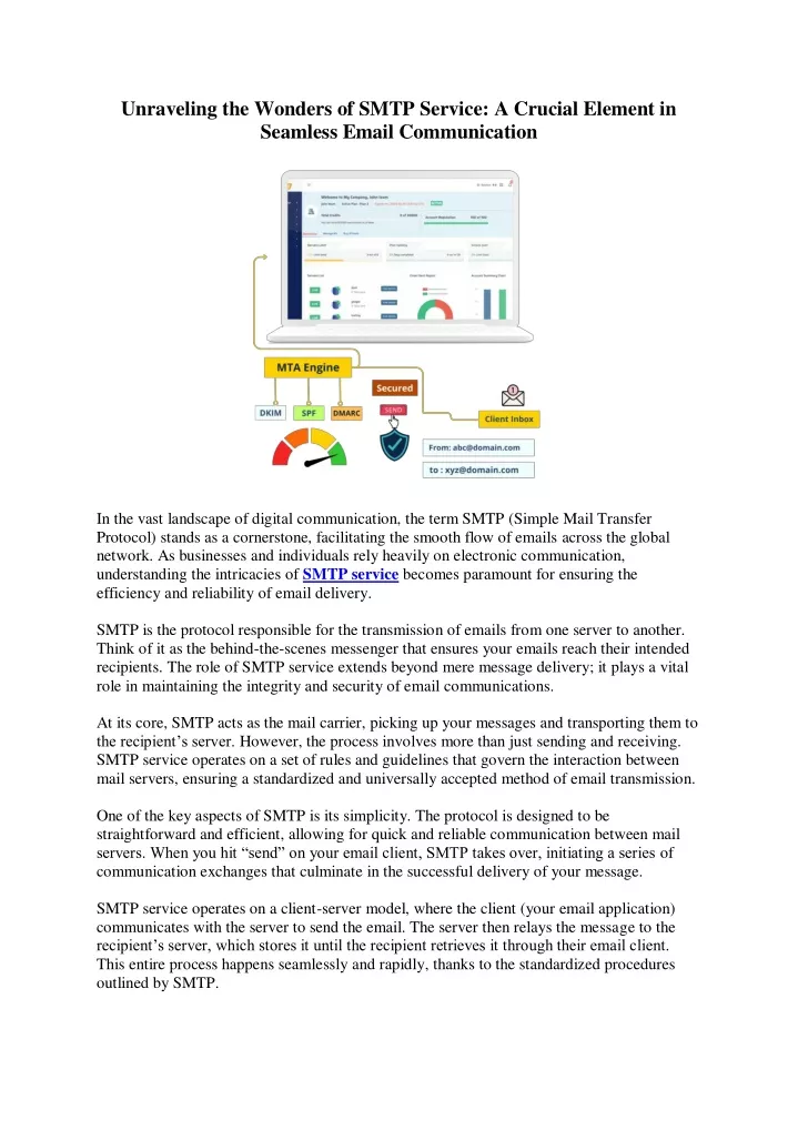 unraveling the wonders of smtp service a crucial