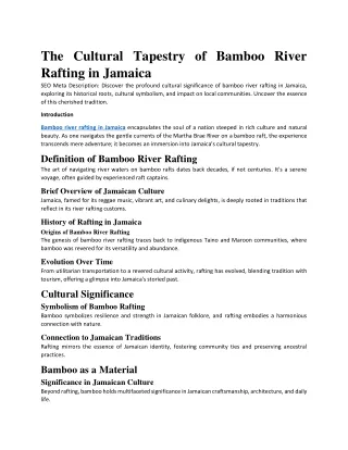 1 The Cultural Tapestry of Bamboo River Rafting in Jamaica