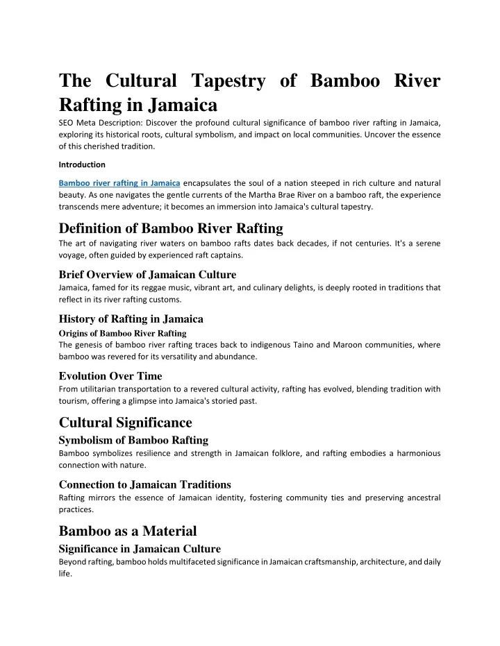 the cultural tapestry of bamboo river rafting