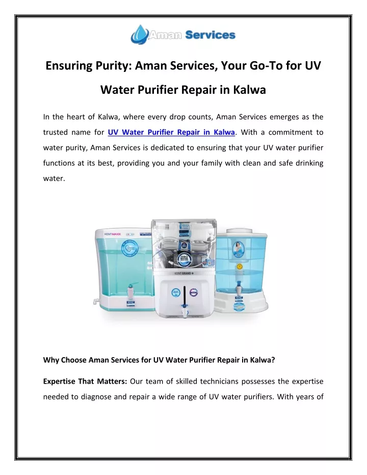 ensuring purity aman services your go to for uv