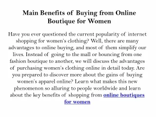 Main Benefits of Buying from Online Boutique for Women