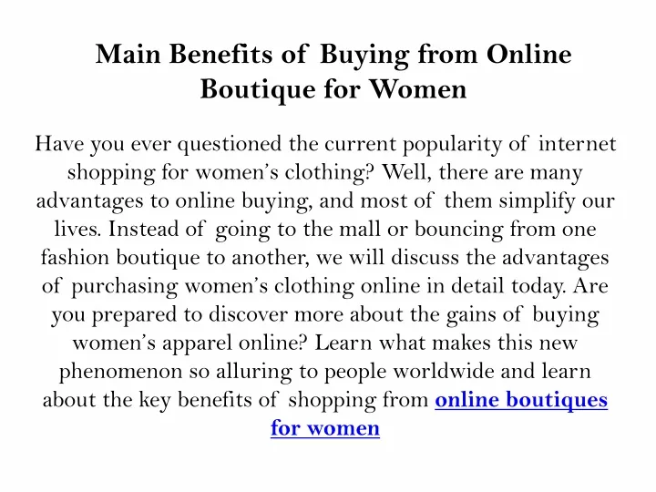 main benefits of buying from online boutique