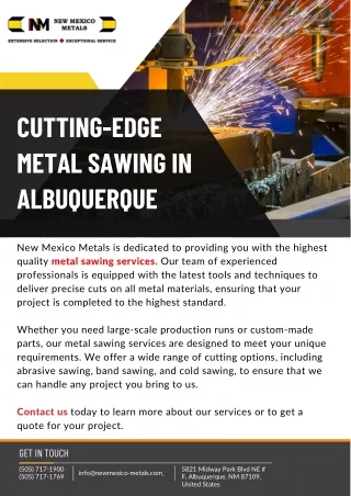 Cutting-Edge Metal Sawing in Albuquerque