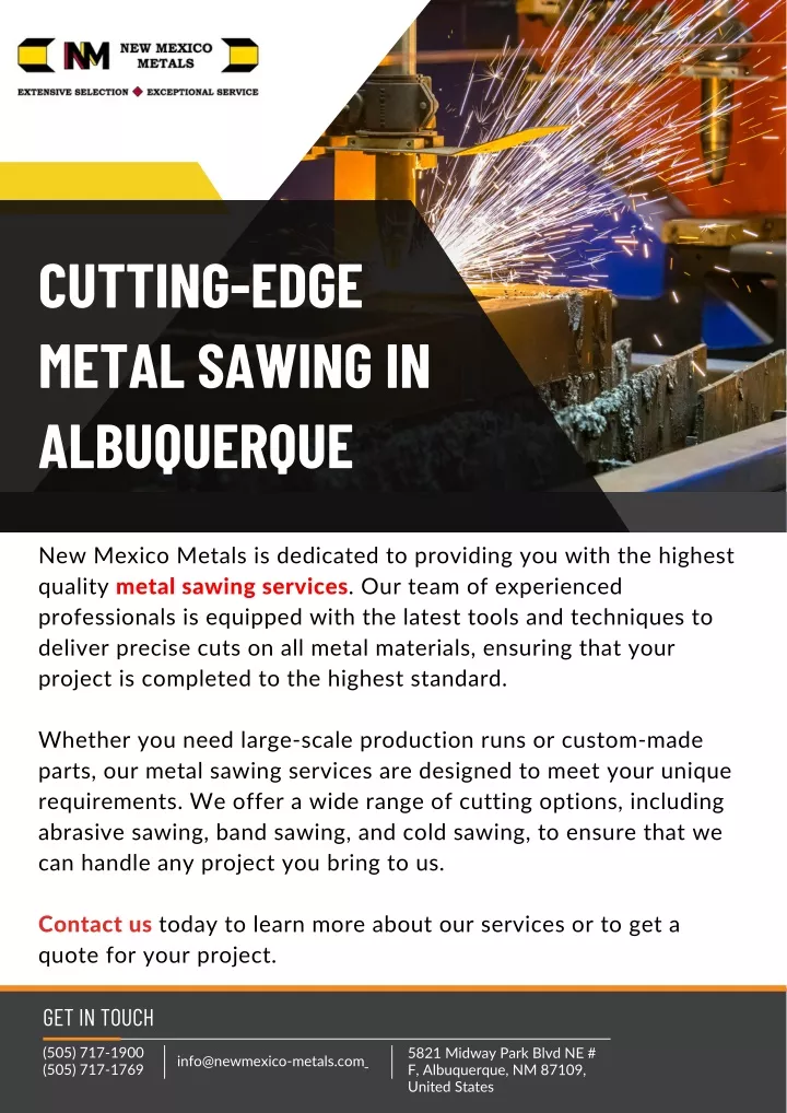 cutting edge metal sawing in albuquerque