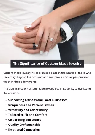 The Significance of Custom-Made Jewelry