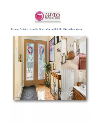 Premier Assisted Living Facilities in Spring Hill, FL | Aliviya Rose Manor