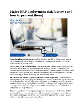 major erp deployment risk factors