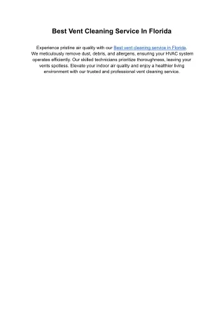 best vent cleaning service in florida