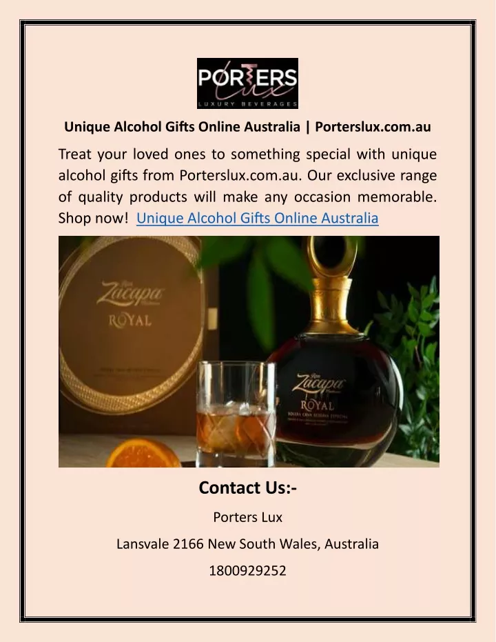 unique alcohol gifts online australia porterslux
