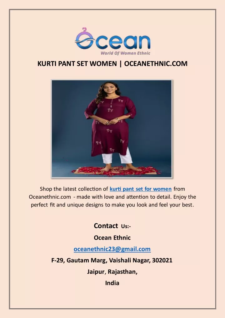 kurti pant set women oceanethnic com