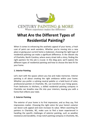 What Are the Different Types of Residential Painting