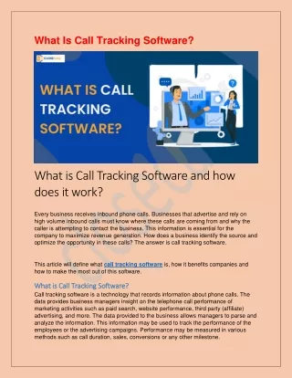 What Is Call Tracking Software ?