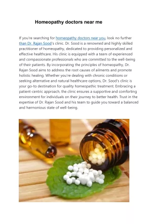 Homeopathy doctors near me