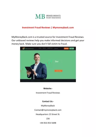 Investment Fraud Reviews Mymoneyback com