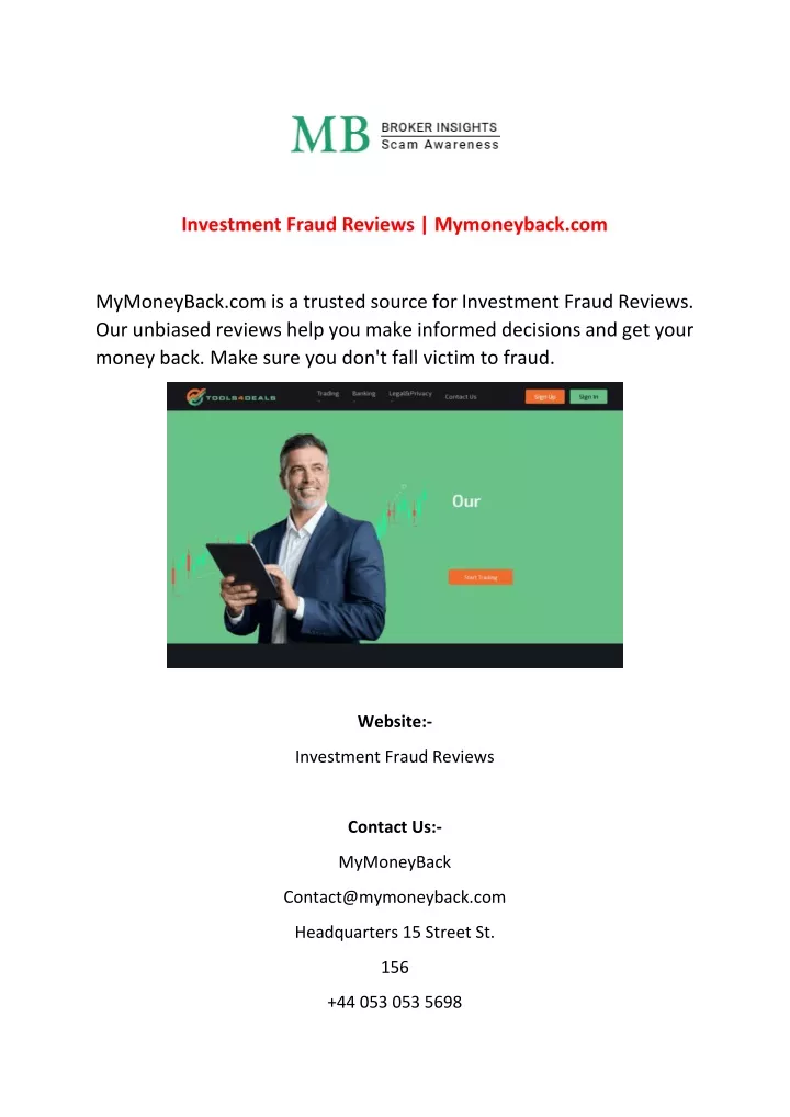 investment fraud reviews mymoneyback com