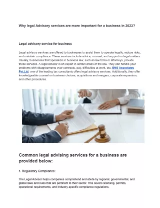 Why legal Advisory services are more important for a business in 2023